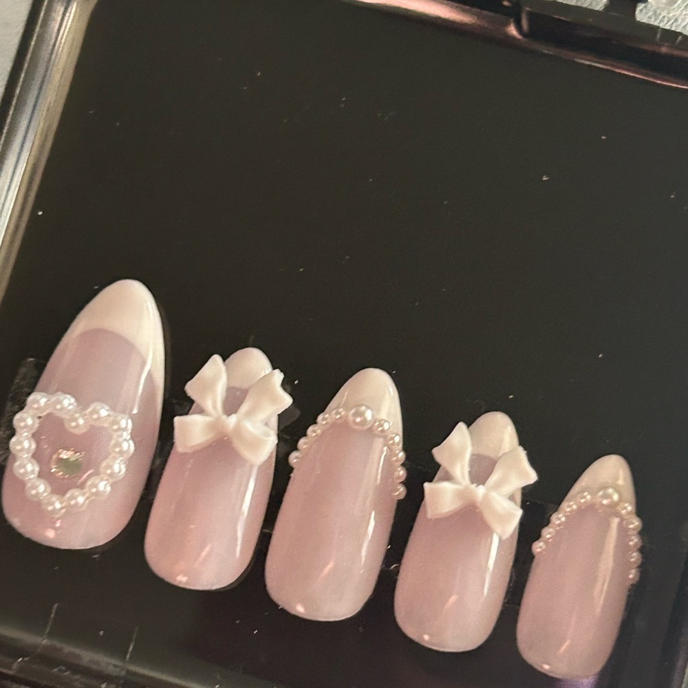 French tip press on nails size small